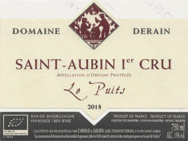 Saint-Aubin Le Puits rouge 2018 du domaine Dominique Derain