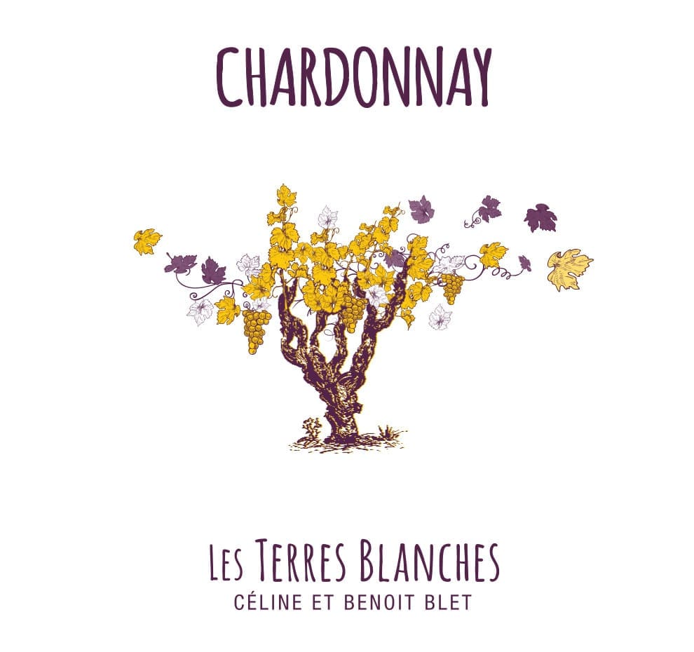 "Chardonnay" issus du cépage homonyme et élaboré par le domaine "Les Terres Blanches" à Oiron dans la Loire