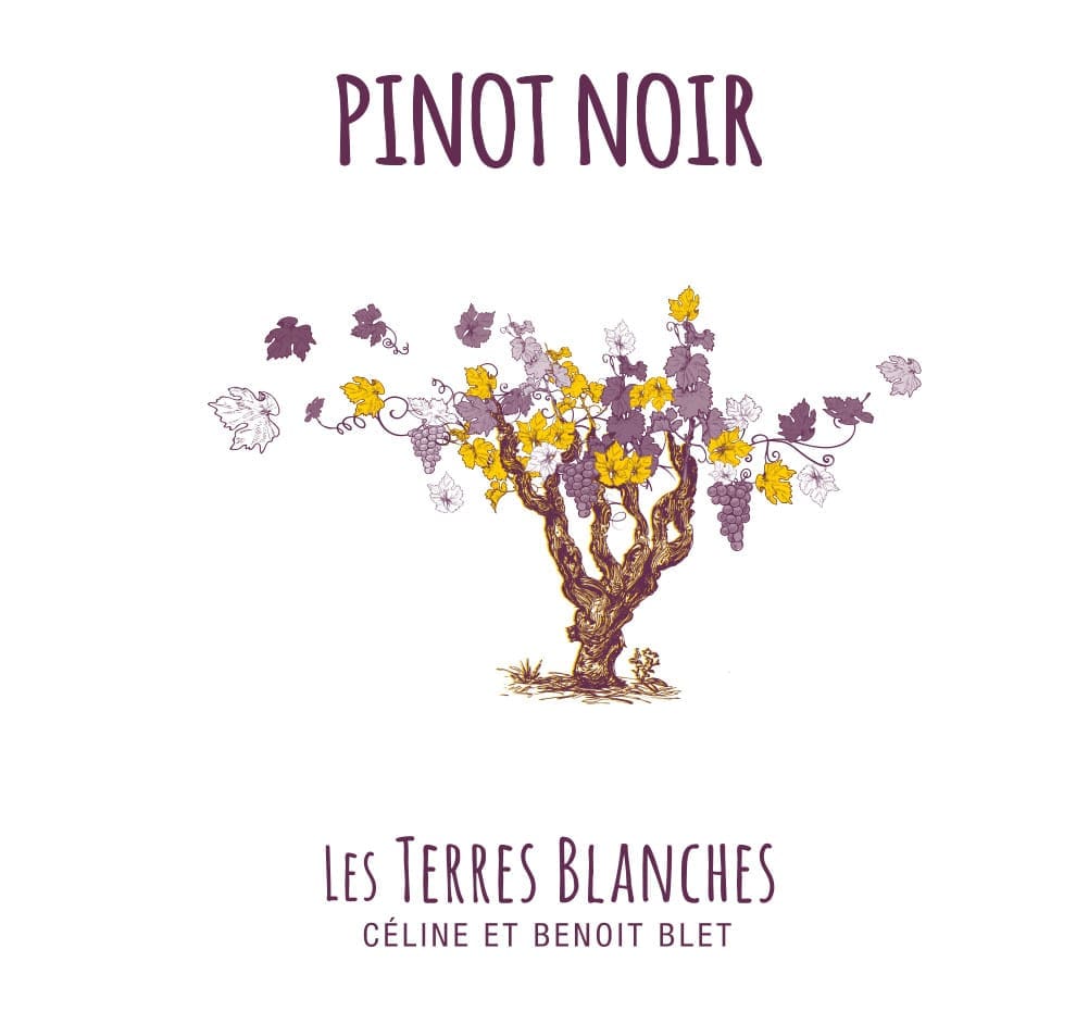 "Pinot noir" issus du cépage homonyme et élaboré par le domaine "Les Terres Blanches" à Oiron dans la Loire