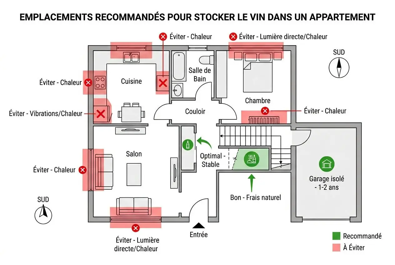 Carte des emplacements de stockage dans un appartement